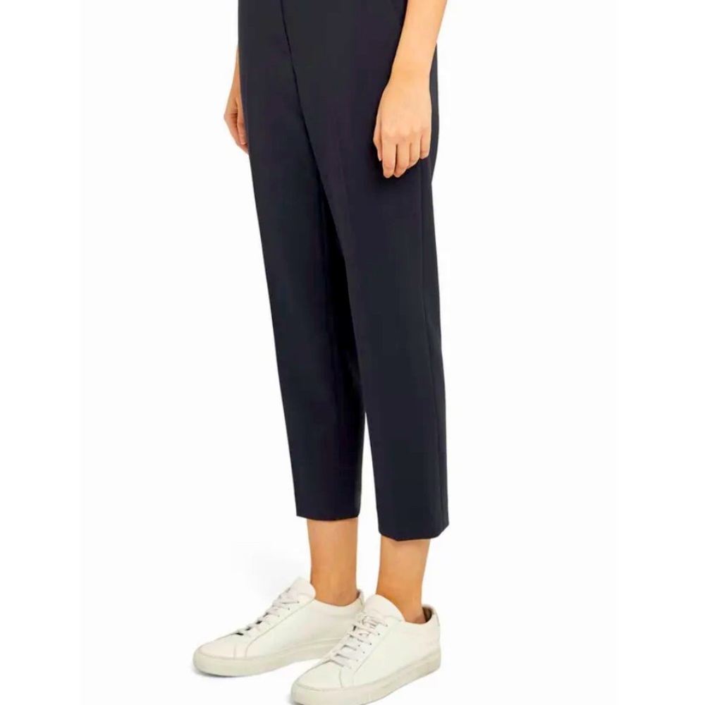 $295 Theory Women's Black Stretch Crepe Pull-On Cropped Trouser Pants Size 00